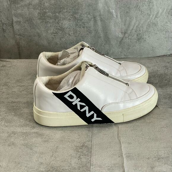 DKNY Women's White Caleb Logo Slip-On Zip-Up Sneakers SZ 6.5 - Picture 5 of 8